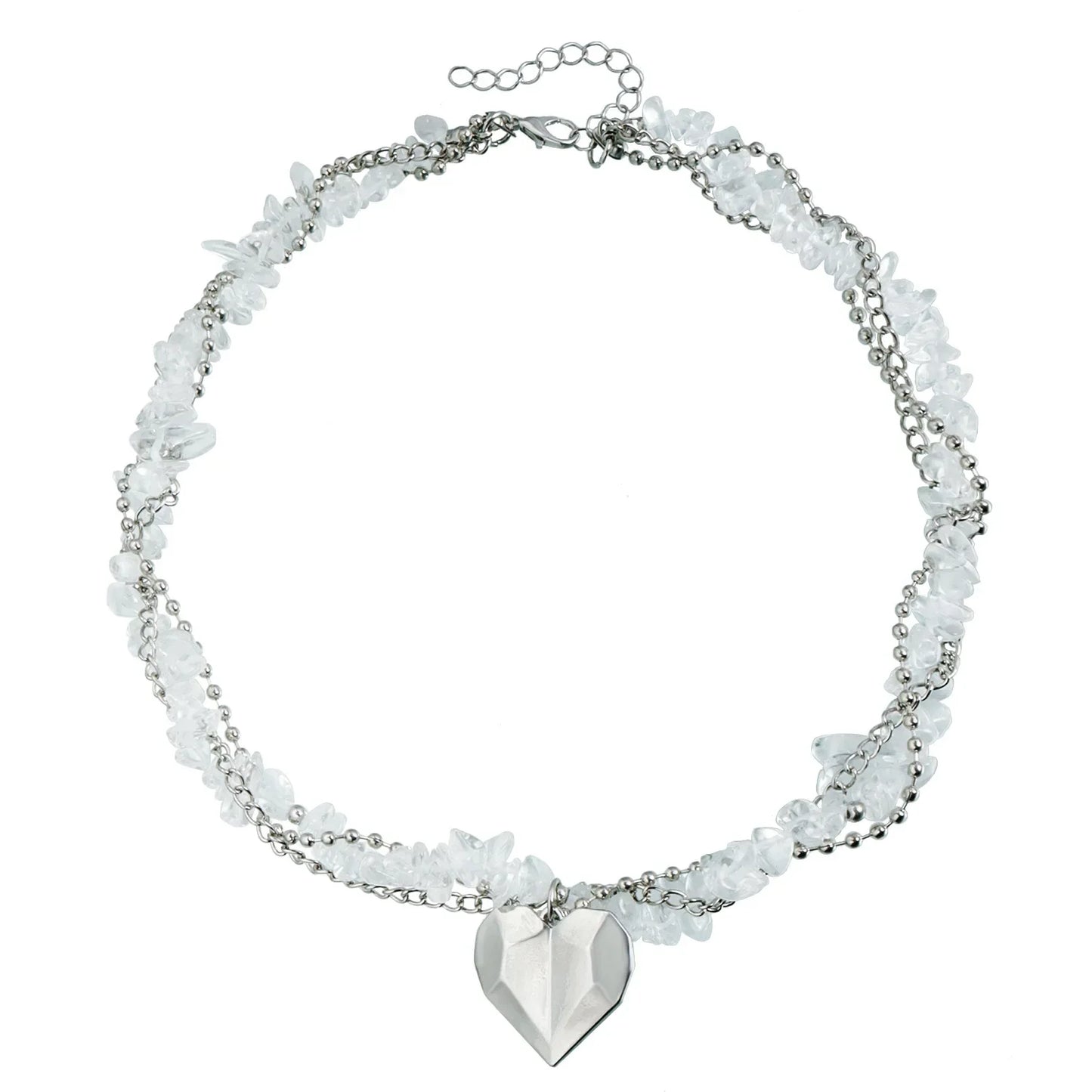 Layered Necklaces Heart Pendant Chain Jewellery Women Y2k Choker Glass Neck Collier Colar Feminino Cadenas Para Mujer for Girls