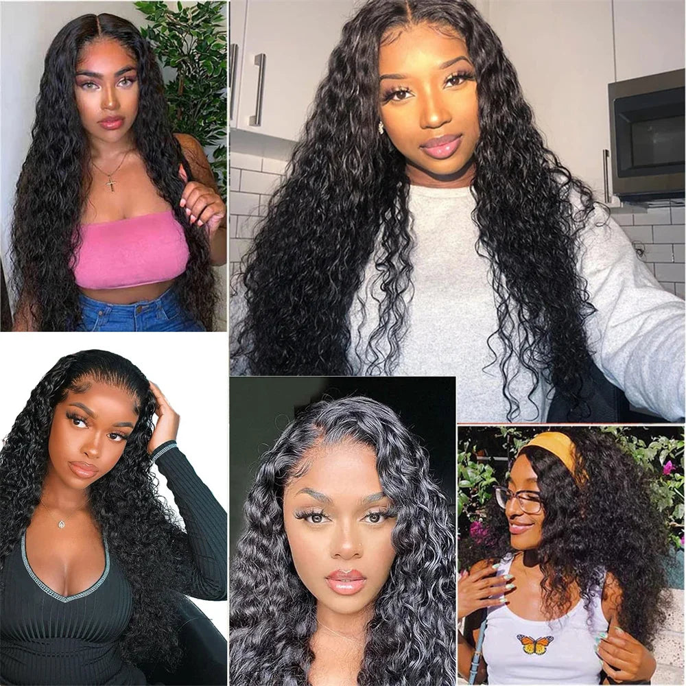 Water Wave V Part Wig Human Hair No Leave Out Curly V Part Human Hair Wigs For Women 180% Brazilian Curly Machine Made Wig