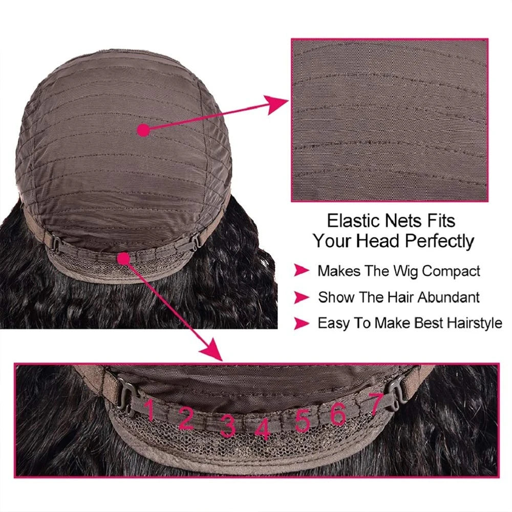 Water Wave Wigs For Women 100 humain hair Deep Curly Wig With Bangs Perruque Cheveux Humain Full Machine Made Wigs Sale
