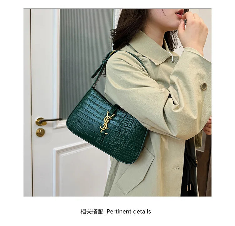 Fashion Stone Pattern Baguette Bag Is Popular This Year, Women's Fashion Trend PU Handbag Casual Shoulder Armpit Bag