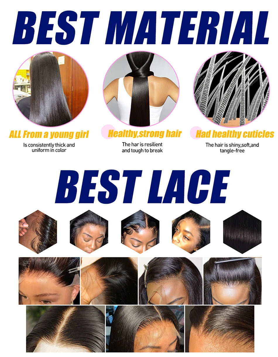 180 Density 30 Inch Straight Human Hair Wigs 4C Kinky Edges Wigs Human Hair 13X4 lace Front Glueless Wigs Human Hair Wig Pre Cut