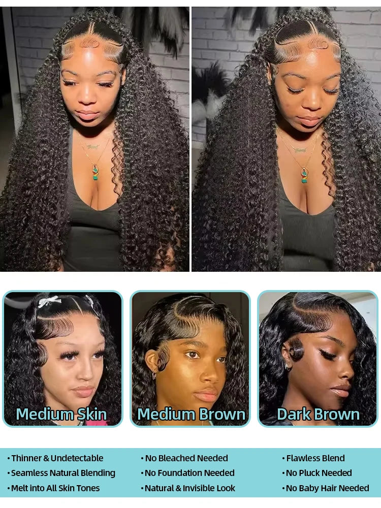 30 Inch HD Transparent 13x6 Water Curly Lace Frontal Human Hair Wigs 200% Brazilian Deep Wave 13x4 Lace Front Wig For Women
