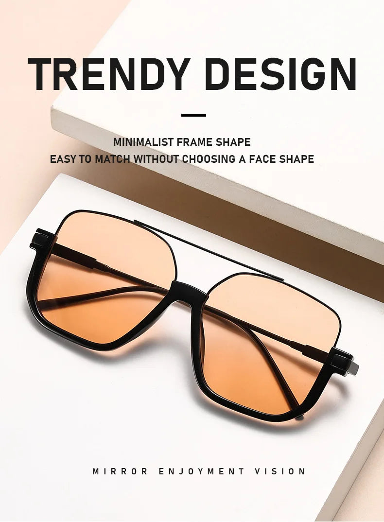 Sunglasses for Women New Large Frame Anti-blue Glasses Double Beam Sunglasses Women's Vintage Street Sunglasses Luxury Designer