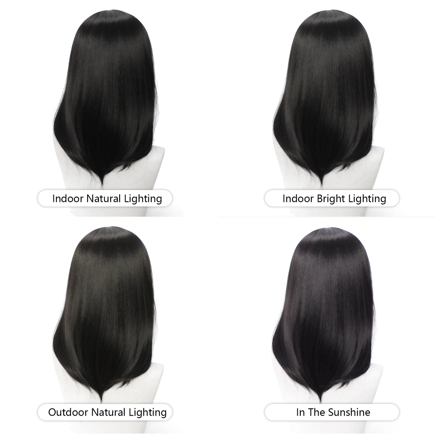 18 Inch Extra Long Straight Hair Wig With Bangs Synthetic Heat-Resistant Suitable For Women Cosplay Wigs