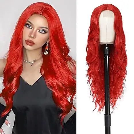 28 Inch Synthetic Hair Wig Long Lace Ombre Blonde Pink Curly Wavy for Women Girl Middle Part Machine Made Daily Party Dating