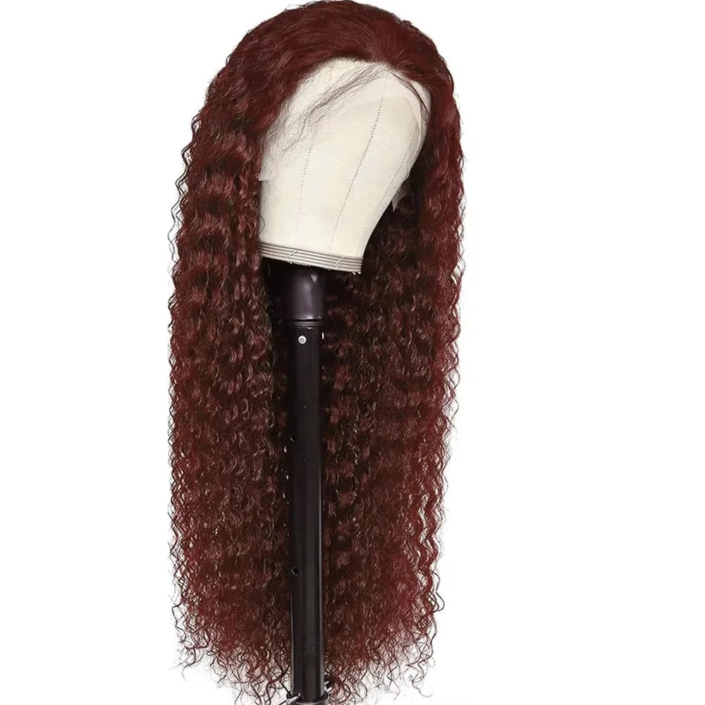 36 Inches  Curly Wigs 13×6  Lace Front Human Hair Wig Reddish Brown  Glueless Wigs Human Hair Water Wave Human Hair Wigs