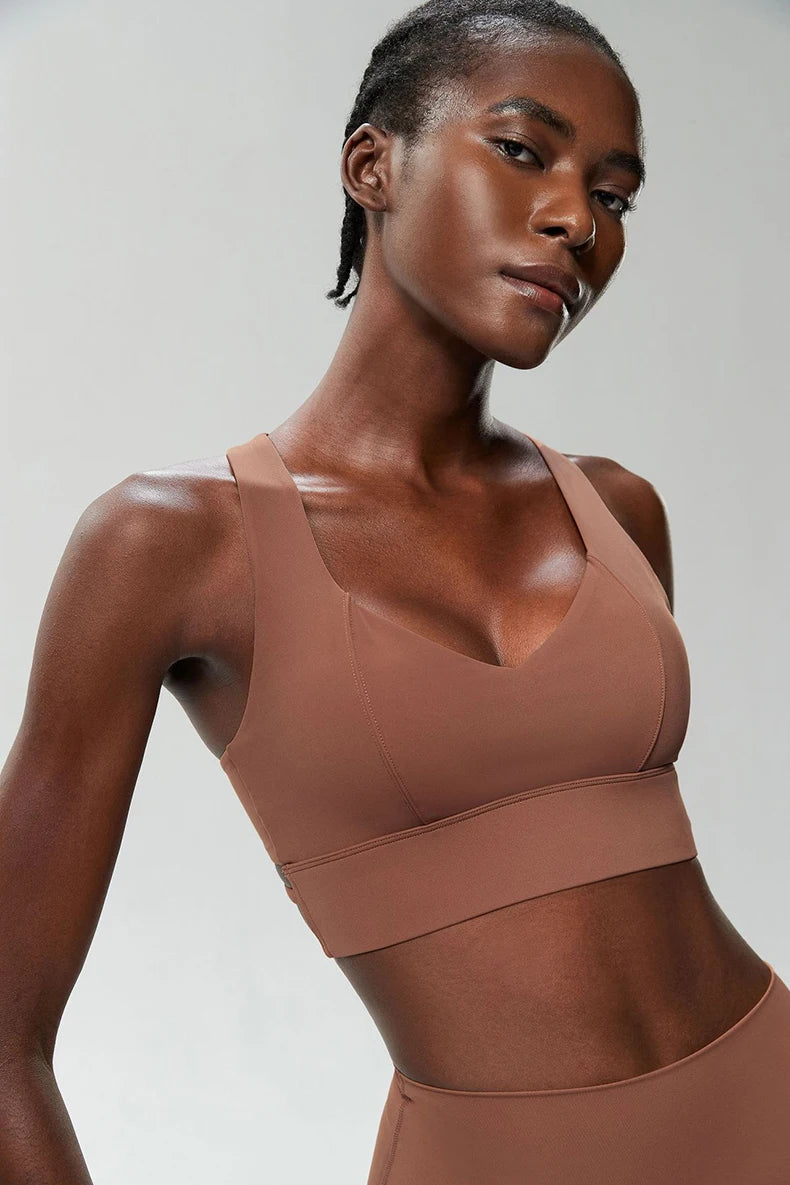 Women Fitness Yoga Bra Buttery Soft Gathered Push Up Sports Underwear High Imapact Gym Crop Top Breathable Workout Clothes