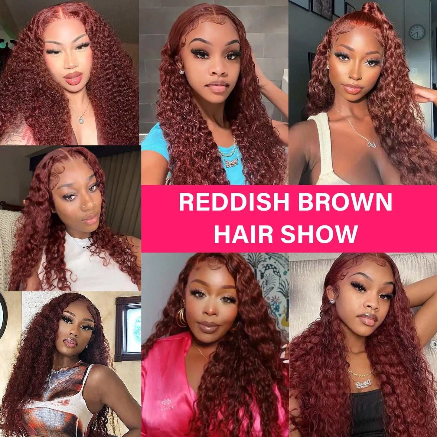 36 Inches  Curly Wigs 13×6  Lace Front Human Hair Wig Reddish Brown  Glueless Wigs Human Hair Water Wave Human Hair Wigs