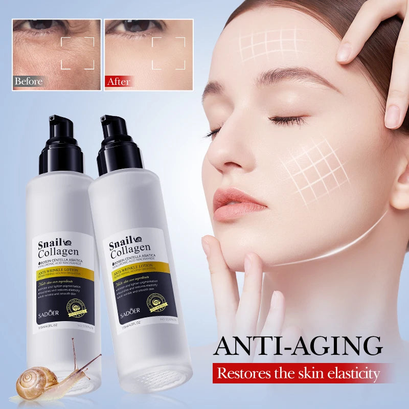 SADOER Snail Collagen Cleanser Face Cream Serum Toner Lotion Whitening Moisturizing Nourishing Serum Firming Lifting Skin Care