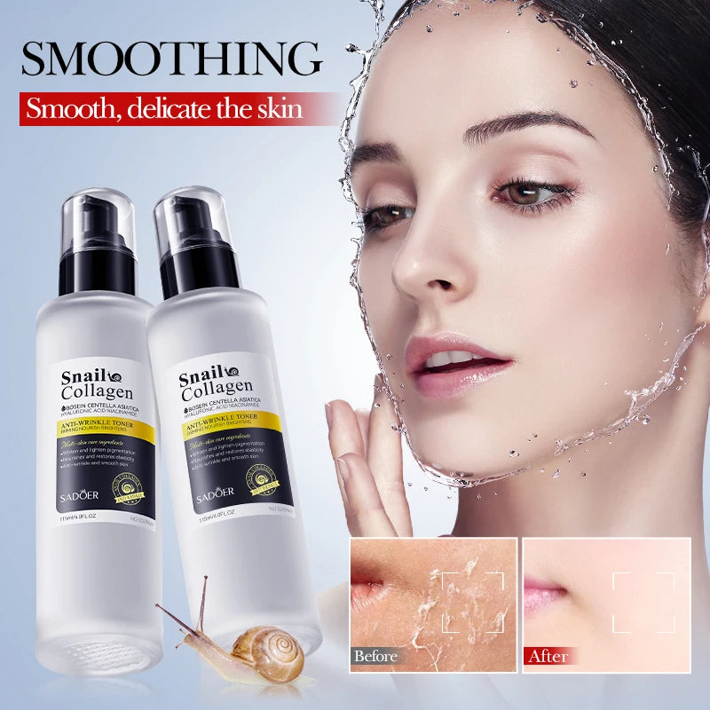 SADOER Snail Collagen Cleanser Face Cream Serum Toner Lotion Whitening Moisturizing Nourishing Serum Firming Lifting Skin Care