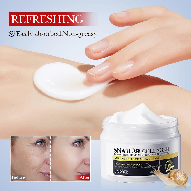 SADOER Snail Collagen Cleanser Face Cream Serum Toner Lotion Whitening Moisturizing Nourishing Serum Firming Lifting Skin Care