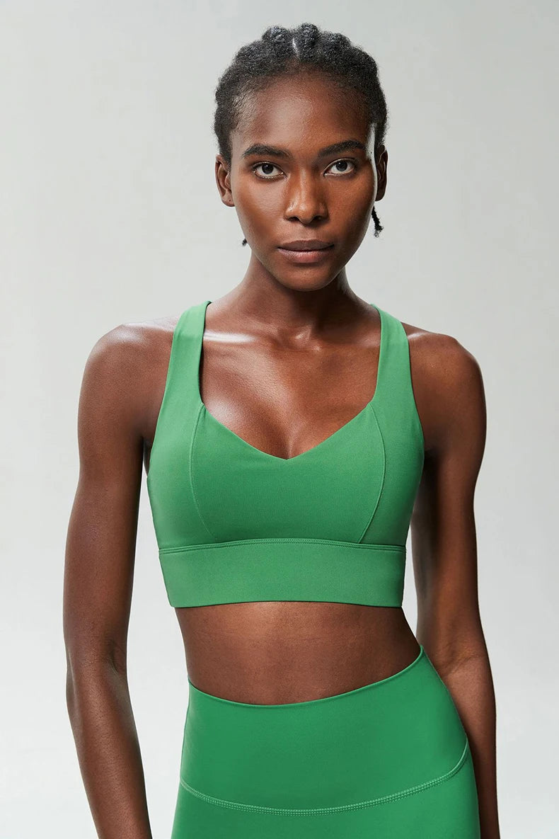 Women Fitness Yoga Bra Buttery Soft Gathered Push Up Sports Underwear High Imapact Gym Crop Top Breathable Workout Clothes