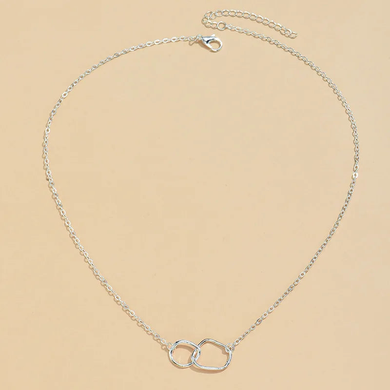 Two Round Shaped Necklaces Female Exquisite Geometric Women Chain Choker Neck Necklace Birthday Gift for Ladies Fashion Jewelry