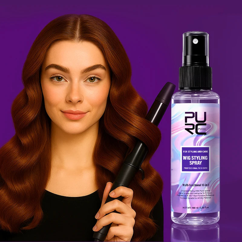 PURC Argan Oil Wig Styling Spray for Women Smooth Shiny Anti-Frizz Heat Protection Professional Wig Hair Care 100ml