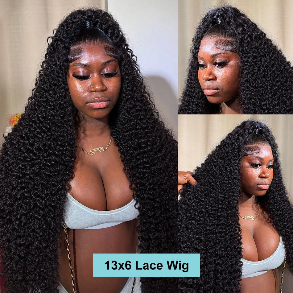 30 Inch HD Transparent 13x6 Water Curly Lace Frontal Human Hair Wigs 200% Brazilian Deep Wave 13x4 Lace Front Wig For Women