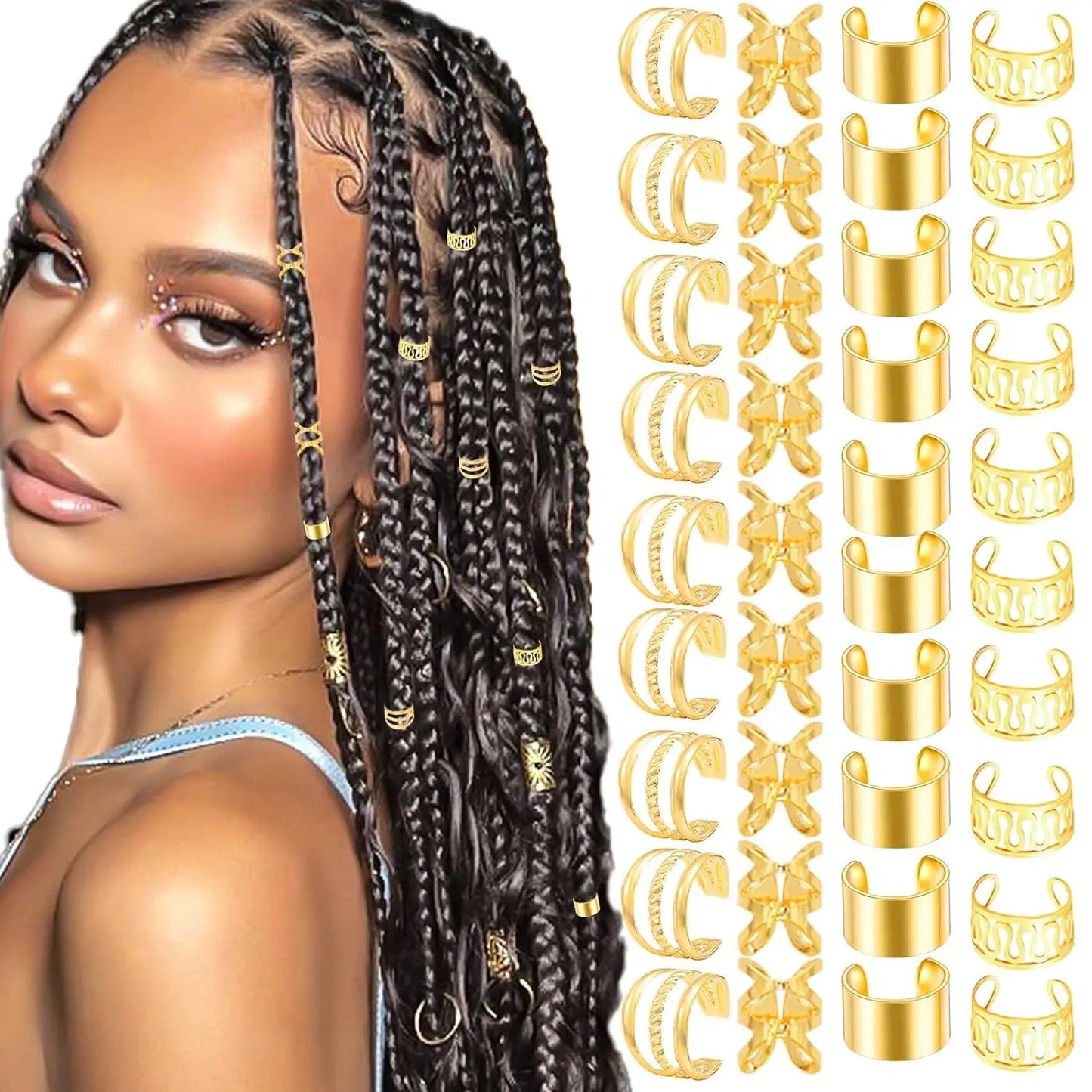 40 Wigs Dirty Braids Hair Accessories Blonde Hair Sets Rings Adjustable Hair Beads Braids Jewelry Accessories