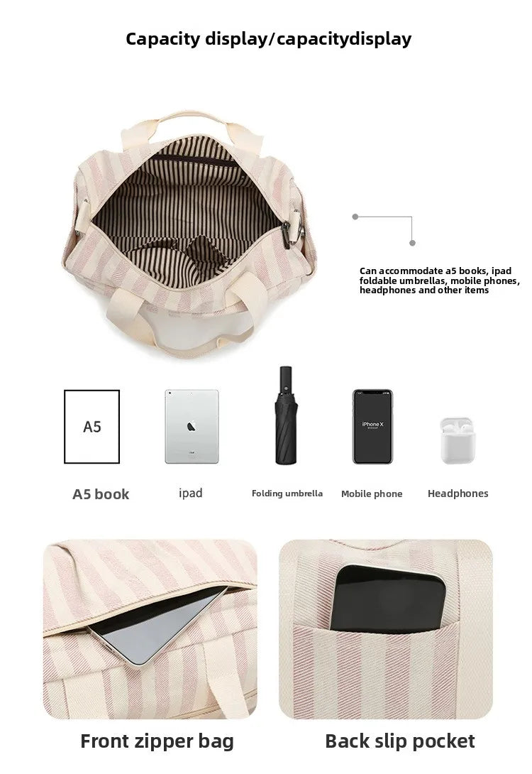 Women's Handbag Fashionable  Lightweight Women's Canvas  Bags with Checked Fabric Large Capacity for Single Shoulder Bag