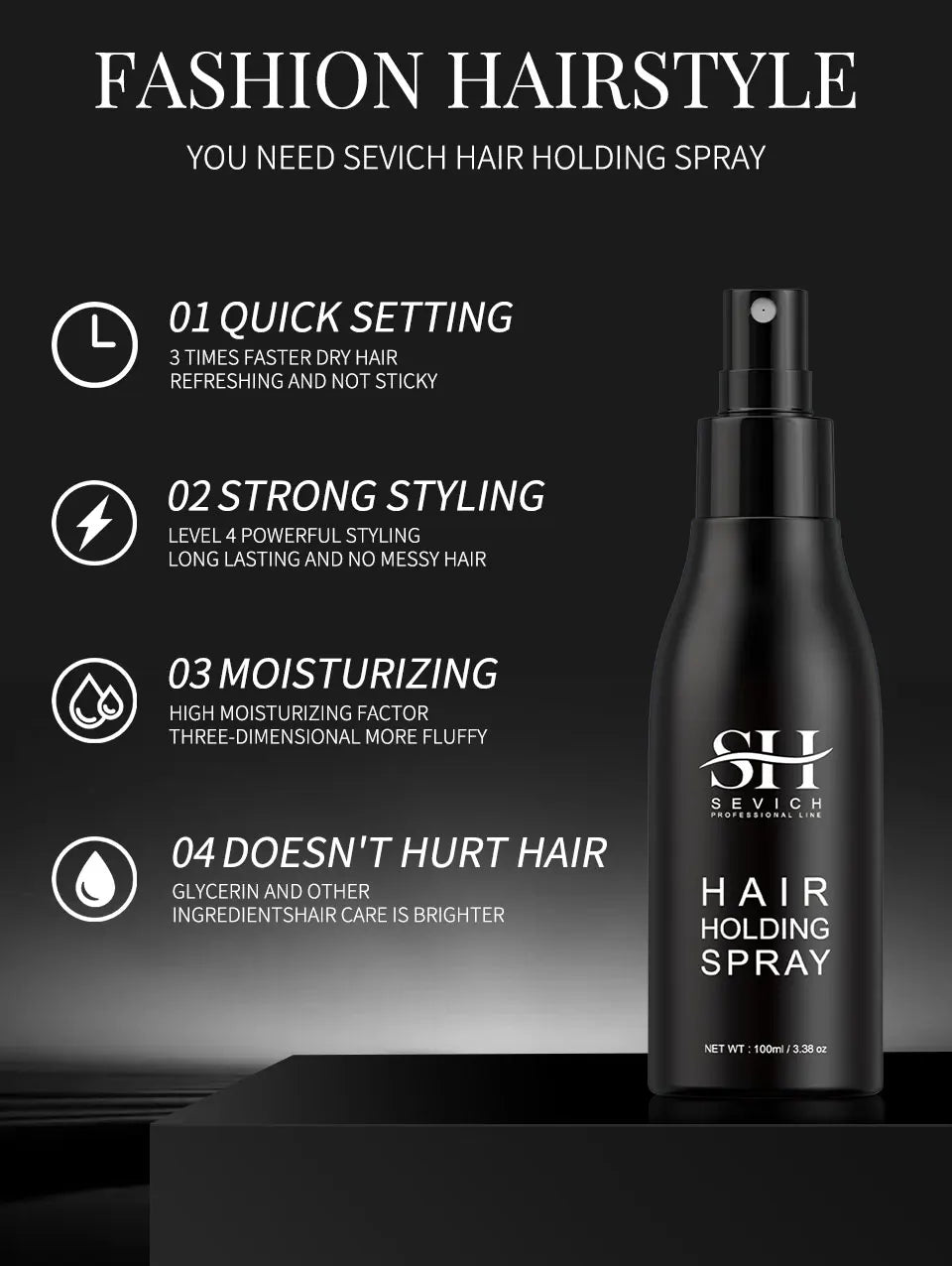 100ml SEVICH Hair Fiber Styling Hair Holding Spray New Style Hair Spray Thickening Mist for Men and Women