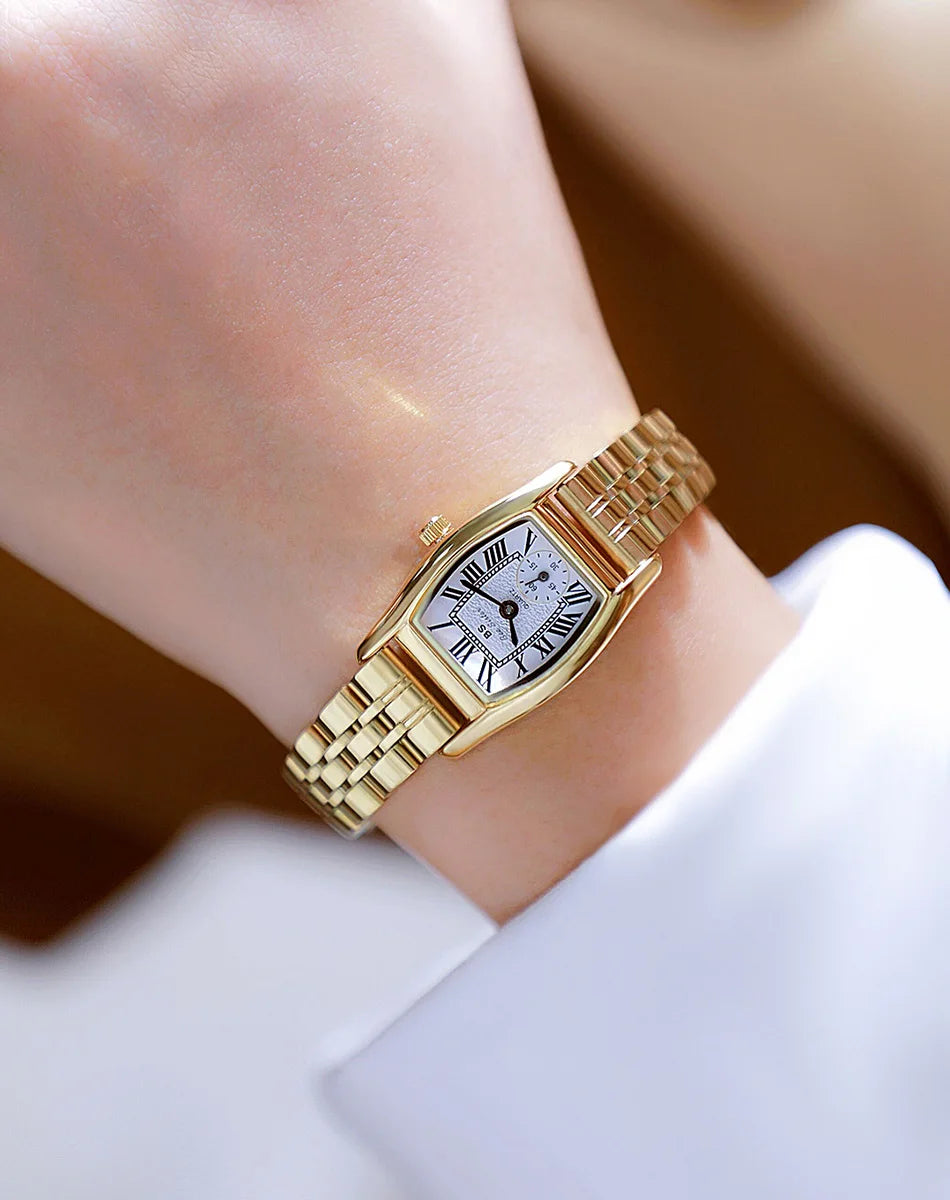 Watches For Women Elegant Vintage Rectangle Ladies Watch With Brown Small Leather Fashion Golden Quartz Women's Wristwatch 2025