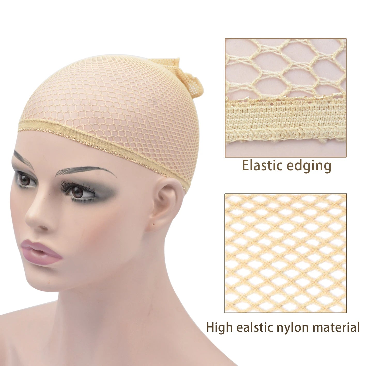 2 Pieces Hair Nets Open Ended Wig Cap Mesh Stocking Cap Weaving Hairnet Wig Accessories for Women Hair Extension Tool
