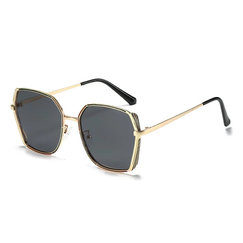 Sunglasses for Women Fashionable and Minimalist Frame with Gradient Lenses Sunglasses with Metal Eyeglass Legs Streamlined Frame