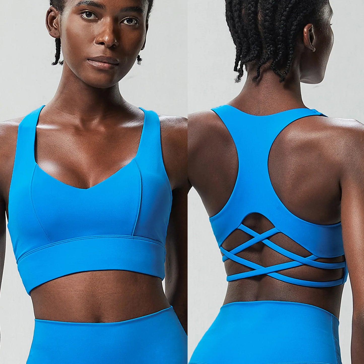 Women Fitness Yoga Bra Buttery Soft Gathered Push Up Sports Underwear High Imapact Gym Crop Top Breathable Workout Clothes