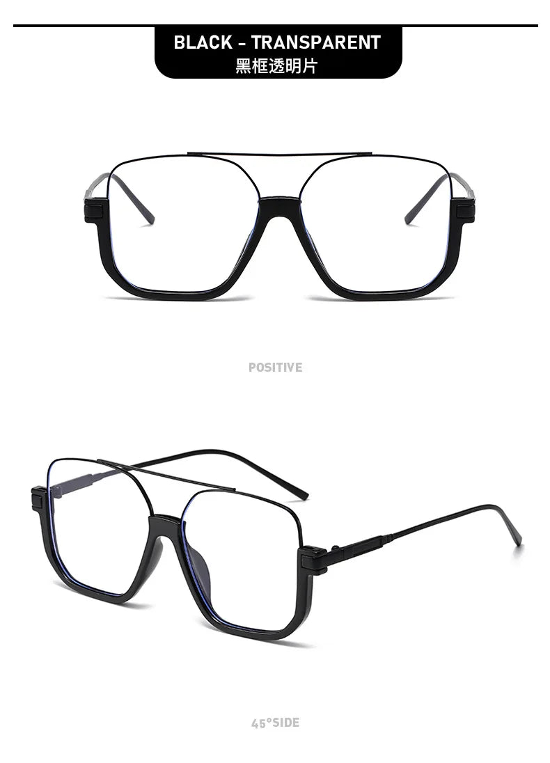 Sunglasses for Women New Large Frame Anti-blue Glasses Double Beam Sunglasses Women's Vintage Street Sunglasses Luxury Designer