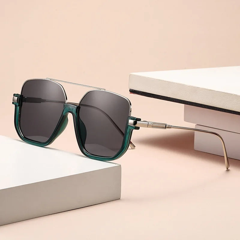 Sunglasses for Women New Large Frame Anti-blue Glasses Double Beam Sunglasses Women's Vintage Street Sunglasses Luxury Designer