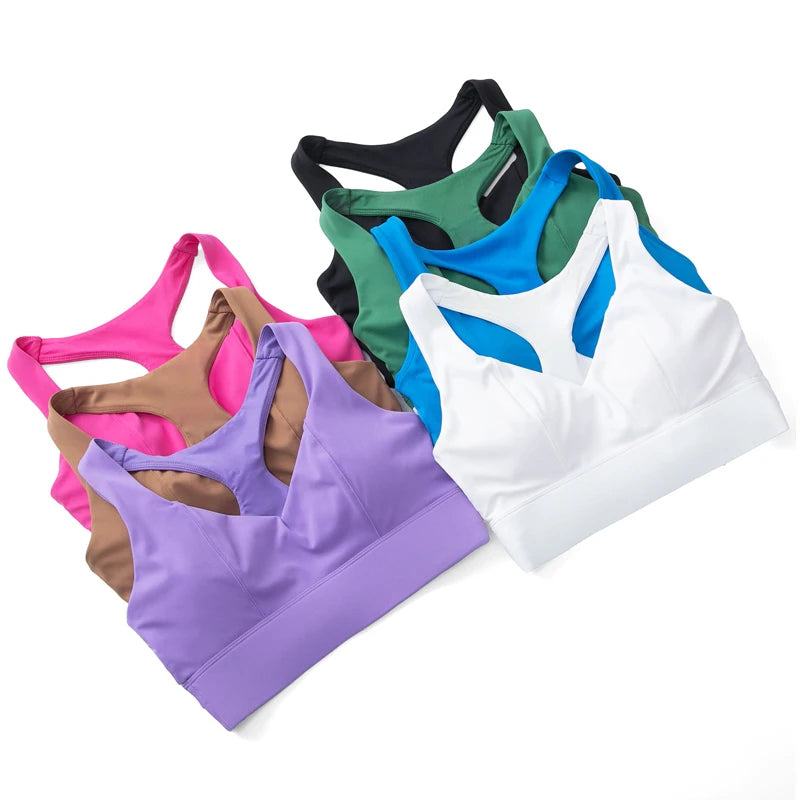 Women Fitness Yoga Bra Buttery Soft Gathered Push Up Sports Underwear High Imapact Gym Crop Top Breathable Workout Clothes