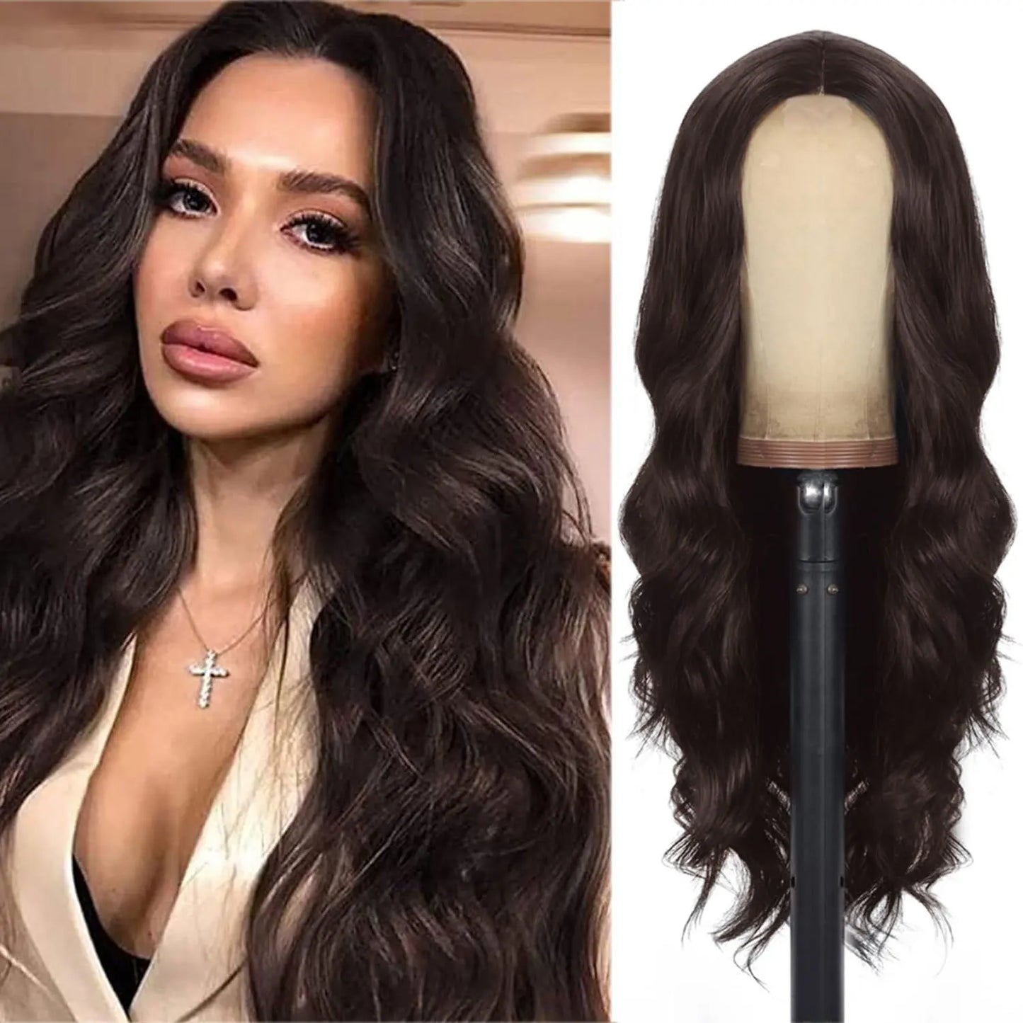 28 Inch Synthetic Hair Wig Long Lace Ombre Blonde Pink Curly Wavy for Women Girl Middle Part Machine Made Daily Party Dating