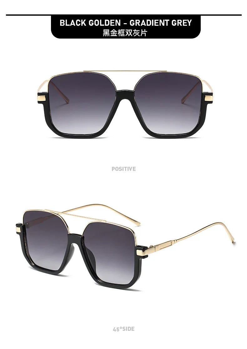 Sunglasses for Women New Large Frame Anti-blue Glasses Double Beam Sunglasses Women's Vintage Street Sunglasses Luxury Designer