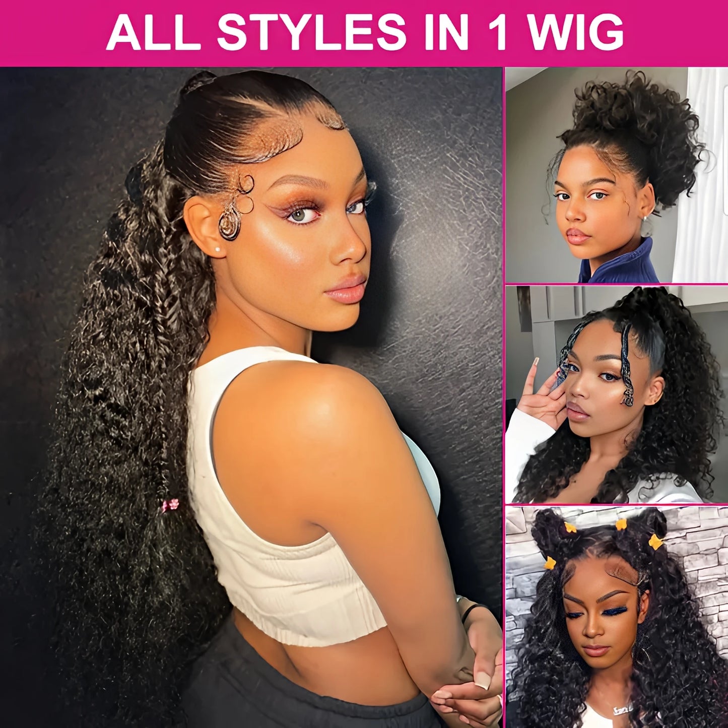 30 Inch Black Human Hair Drawstring Snug Water Wig Glueless 250 Density Hd Invisi Strap 360 Full Lace Frontal Kinky Curly Wig