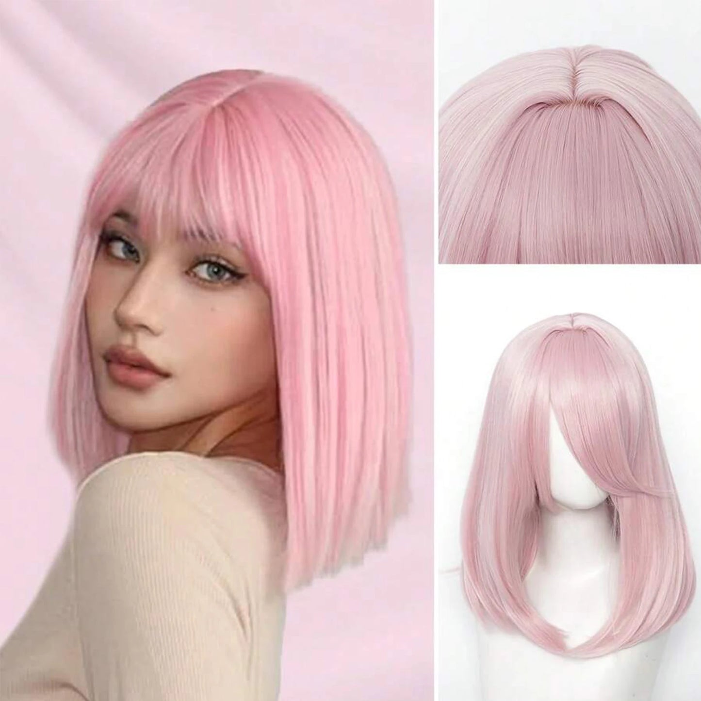18 Inch Extra Long Straight Hair Wig With Bangs Synthetic Heat-Resistant Suitable For Women Cosplay Wigs