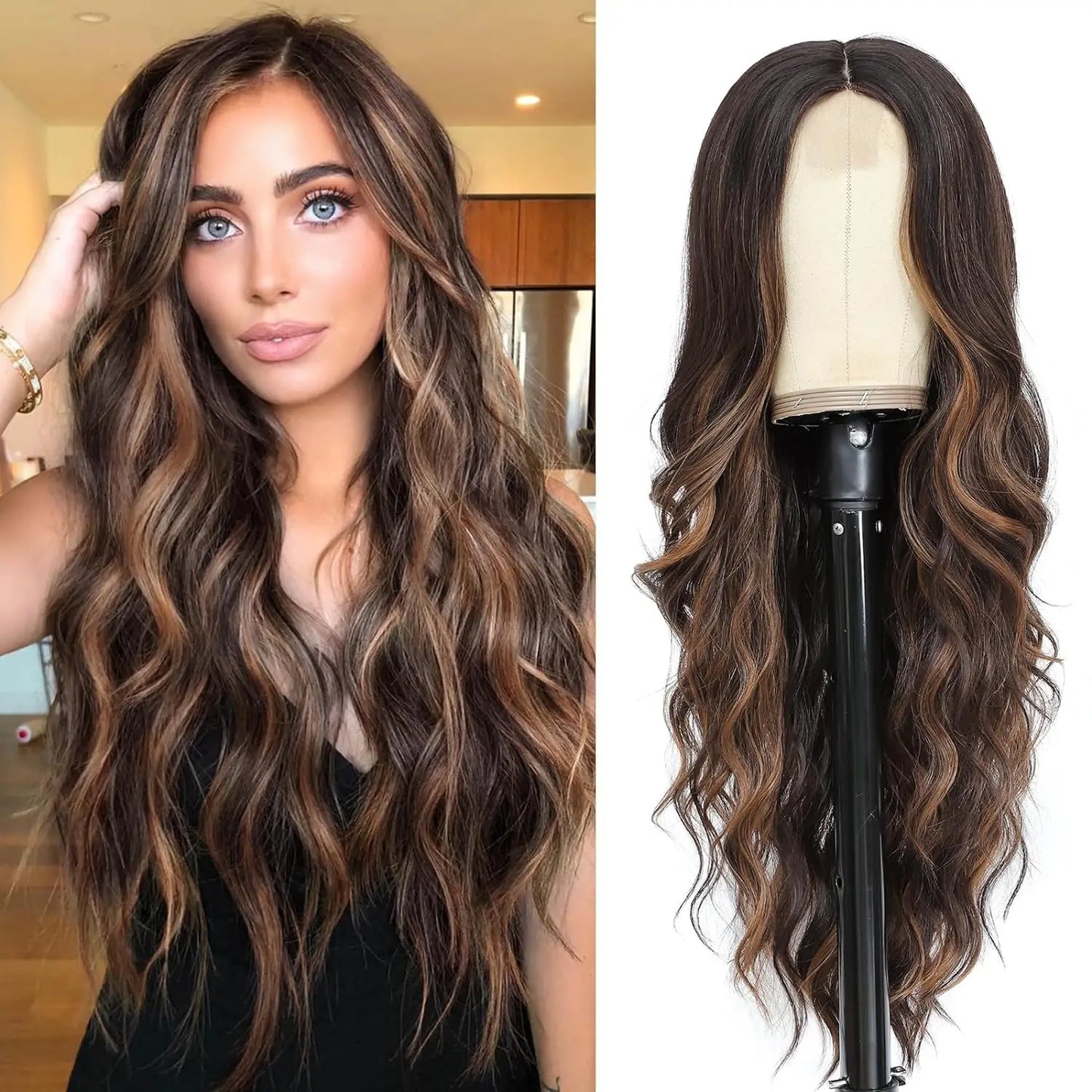 28 Inch Synthetic Hair Wig Long Lace Ombre Blonde Pink Curly Wavy for Women Girl Middle Part Machine Made Daily Party Dating