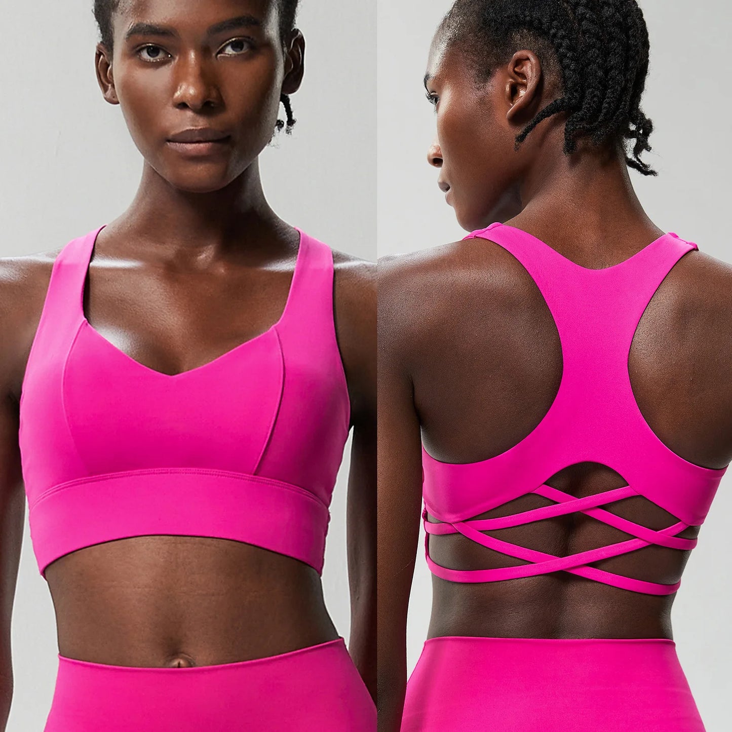 Women Fitness Yoga Bra Buttery Soft Gathered Push Up Sports Underwear High Imapact Gym Crop Top Breathable Workout Clothes
