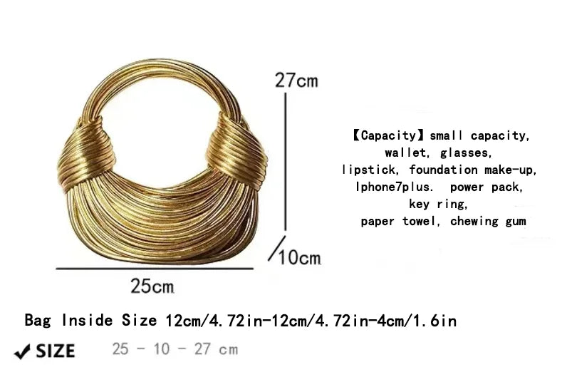 Handbags for Women 2024 New Gold Luxury Designer Brand Handwoven Noodle Bags Rope Knotted Pulled Hobo Silver Evening Clutch Chic