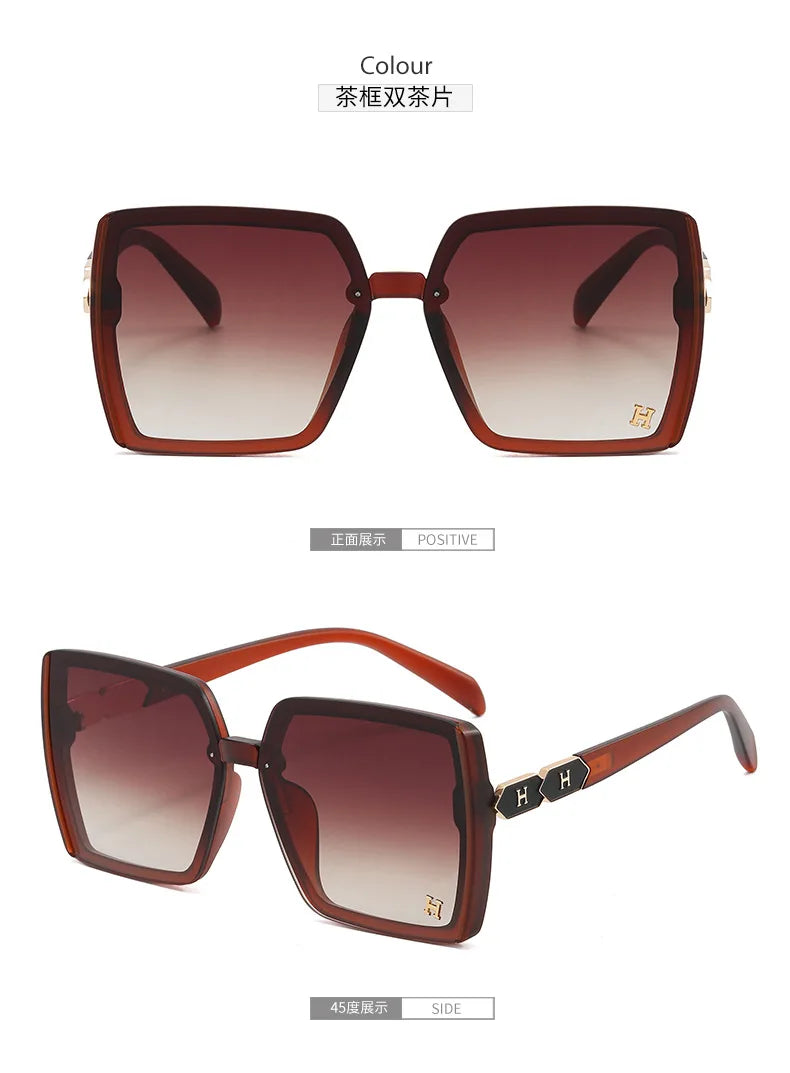 Women's Sunglasses Fashion Big Fram Personality Letter Solid Color Simple Popular Sunglasses Okulary Przeciwsłoneczne Damskie