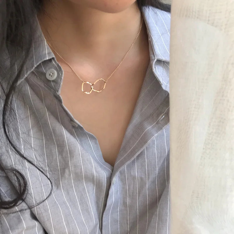 Two Round Shaped Necklaces Female Exquisite Geometric Women Chain Choker Neck Necklace Birthday Gift for Ladies Fashion Jewelry
