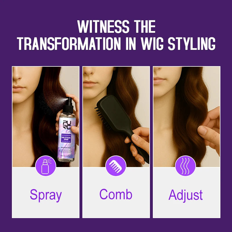 PURC Argan Oil Wig Styling Spray for Women Smooth Shiny Anti-Frizz Heat Protection Professional Wig Hair Care 100ml