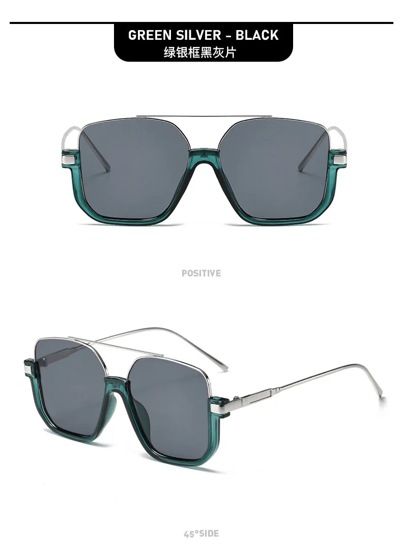 Sunglasses for Women New Large Frame Anti-blue Glasses Double Beam Sunglasses Women's Vintage Street Sunglasses Luxury Designer