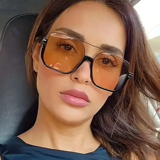 Sunglasses for Women New Large Frame Anti-blue Glasses Double Beam Sunglasses Women's Vintage Street Sunglasses Luxury Designer