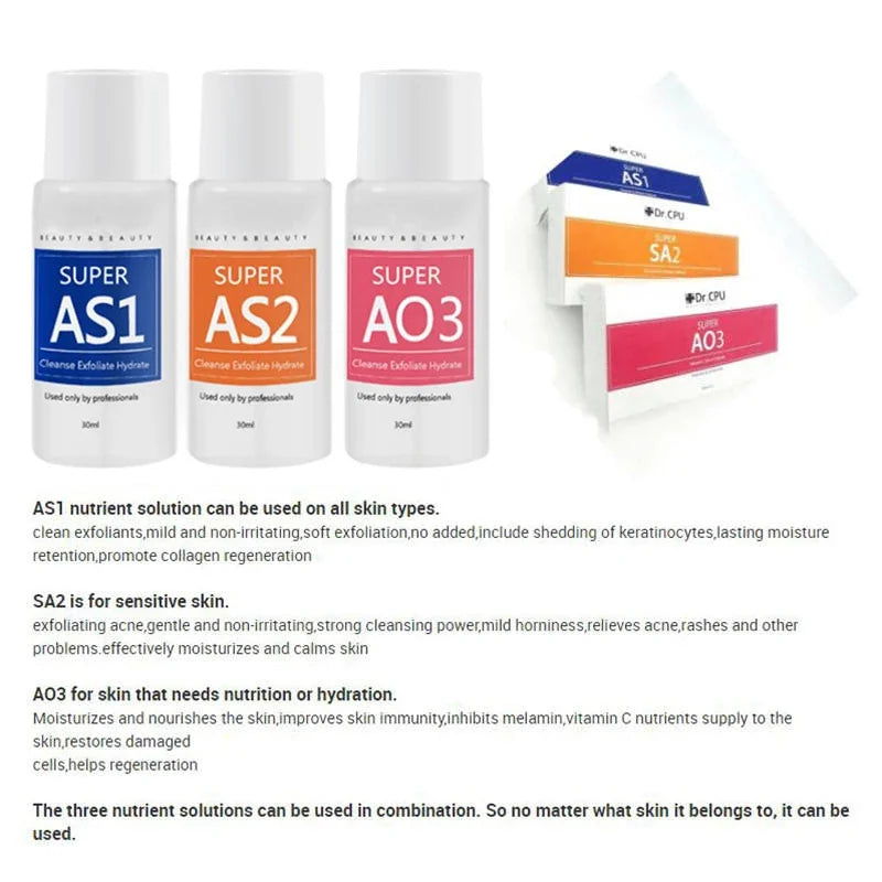 Concentrated Water Exfoliating Liquid Small Bubble Instrument Special Skin Essence AS1 SA3 AO3 3 Kinds Of Serum Skin Deep Clean
