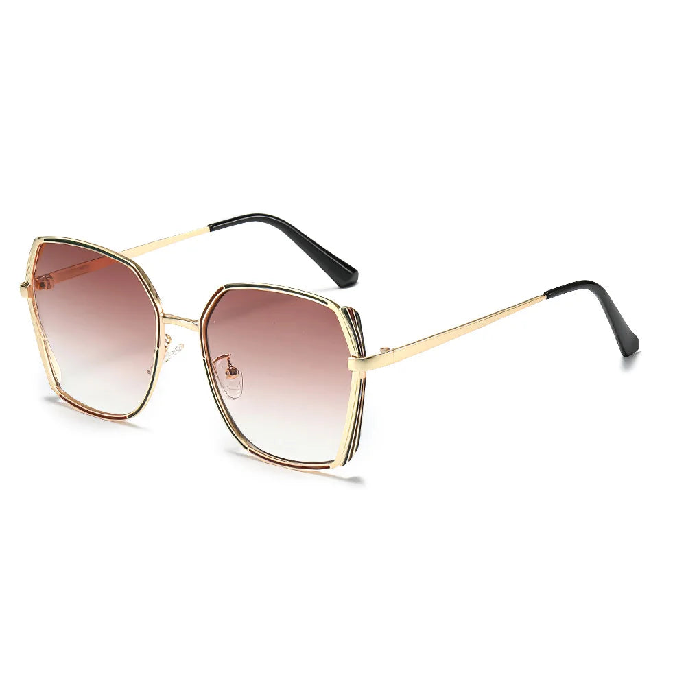 Sunglasses for Women Fashionable and Minimalist Frame with Gradient Lenses Sunglasses with Metal Eyeglass Legs Streamlined Frame