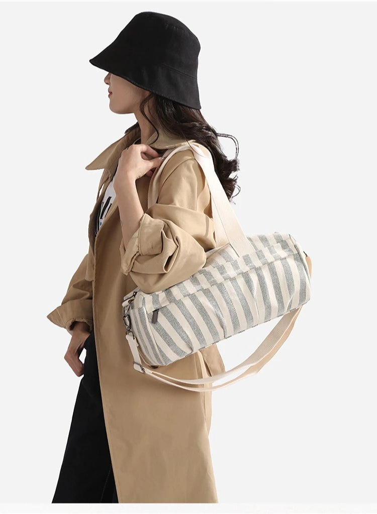 Women's Handbag Fashionable  Lightweight Women's Canvas  Bags with Checked Fabric Large Capacity for Single Shoulder Bag