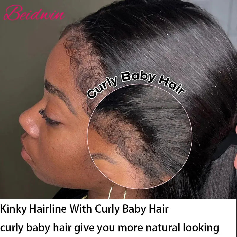 180 Density 30 Inch Straight Human Hair Wigs 4C Kinky Edges Wigs Human Hair 13X4 lace Front Glueless Wigs Human Hair Wig Pre Cut