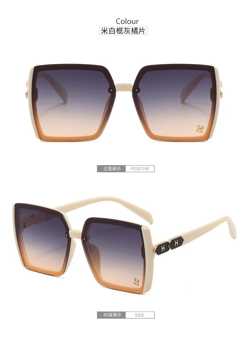 Women's Sunglasses Fashion Big Fram Personality Letter Solid Color Simple Popular Sunglasses Okulary Przeciwsłoneczne Damskie