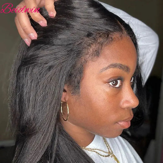 180 Density 30 Inch Straight Human Hair Wigs 4C Kinky Edges Wigs Human Hair 13X4 lace Front Glueless Wigs Human Hair Wig Pre Cut
