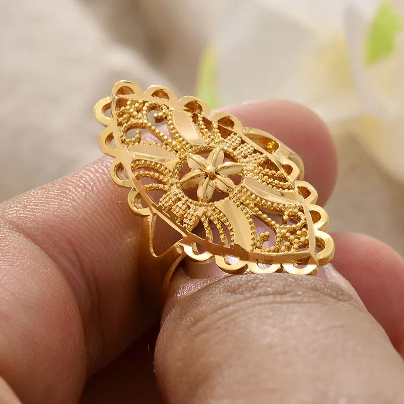 Rings for Women Gold Color Fashion Jewelry Rings Woman Girl,Wholesale Arab Jewelry Symbol of Wealth
