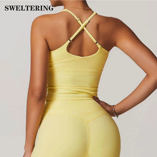 SWELTERING Women Sports Underwear Gym Push Up Bra Training Running Bralette Yoga Top Workout Fitness Tank Top Women Sports Vest