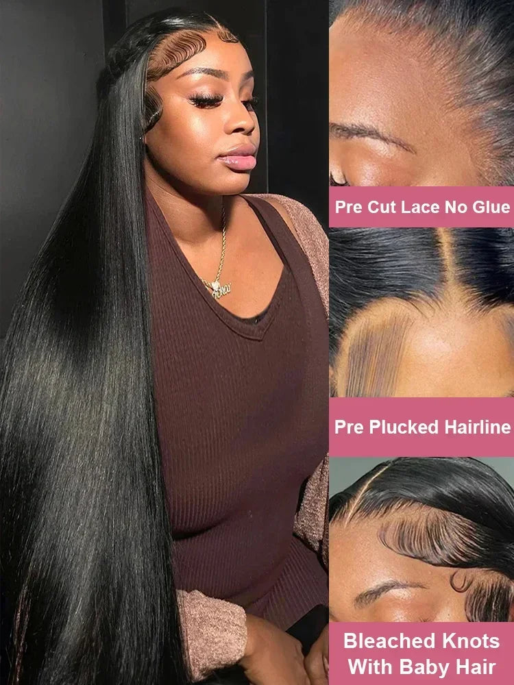 250 Density 13x4 13x6 Transparent Bone Straight 30 40 Inches Lace Front Human Hair Wigs Brazilian Frontal Wigs For Women